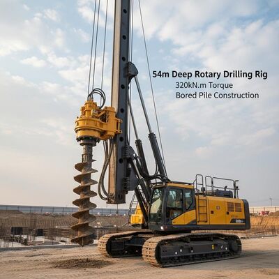 เครื่องเจาะหมุนลึก 54m ด้วยแรงปั่น 320kN.m และกว้างเจาะ 2500mm สําหรับการก่อสร้างพูลเจาะ
